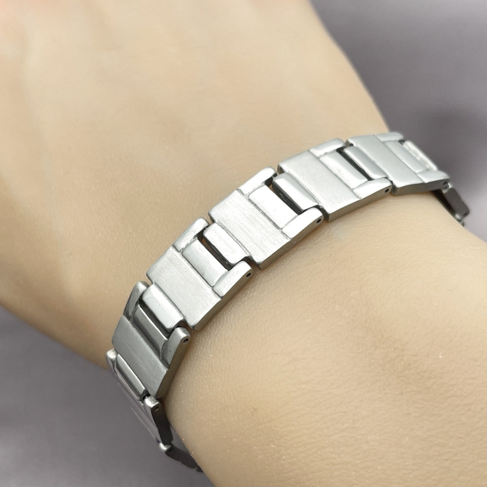 Stainless Steel Solid Bracelet, Brushed Finish, Steel Finish