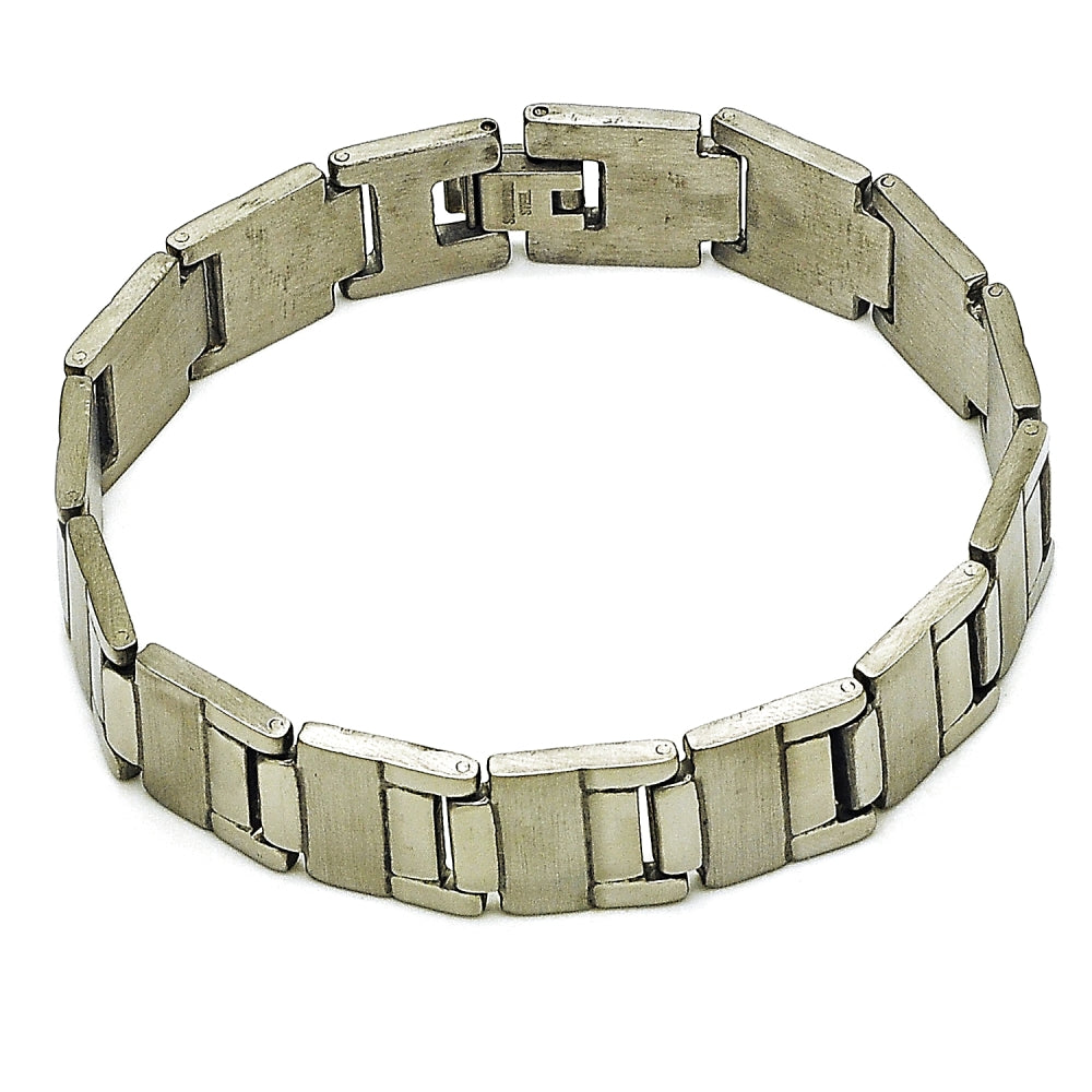 Stainless Steel Solid Bracelet, Brushed Finish, Steel Finish