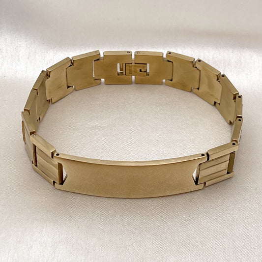 Stainless Steel Solid Bracelet, Polished, Golden Finish