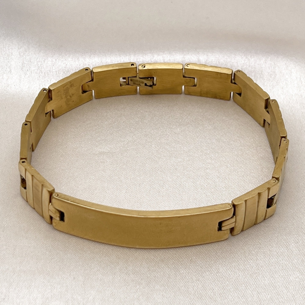 Stainless Steel Solid Bracelet, Polished, Golden Finish