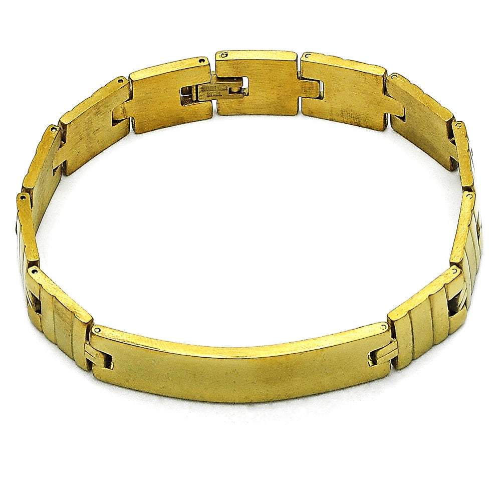 Stainless Steel Solid Bracelet, Polished, Golden Finish