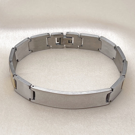Stainless Steel Solid Bracelet, Polished, Two Tone