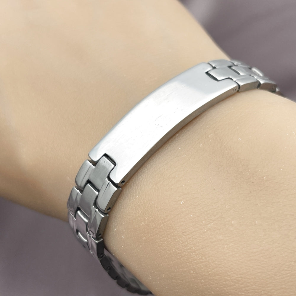 Stainless Steel Solid Bracelet, Polished, Steel Finish