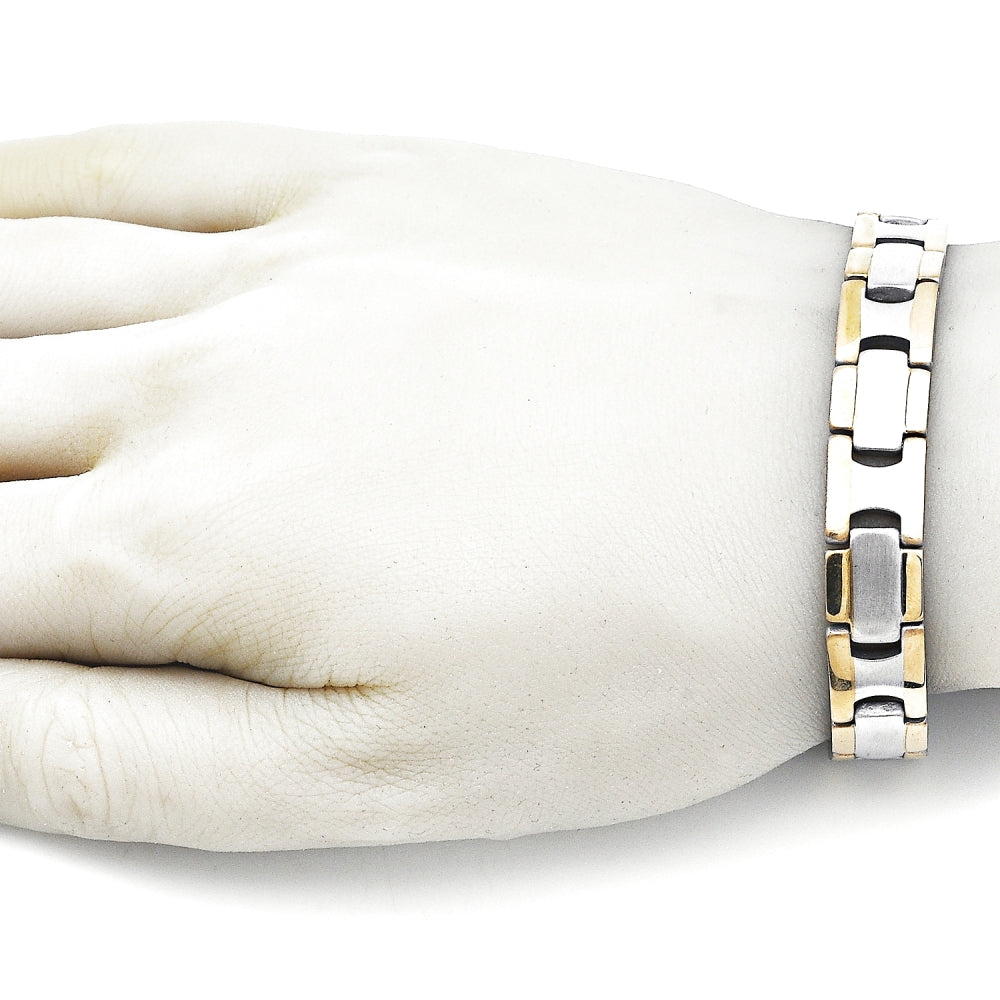 Stainless Steel Solid Bracelet, Polished, Two Tone