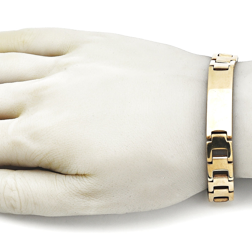 Stainless Steel Solid Bracelet, Polished, Golden Finish