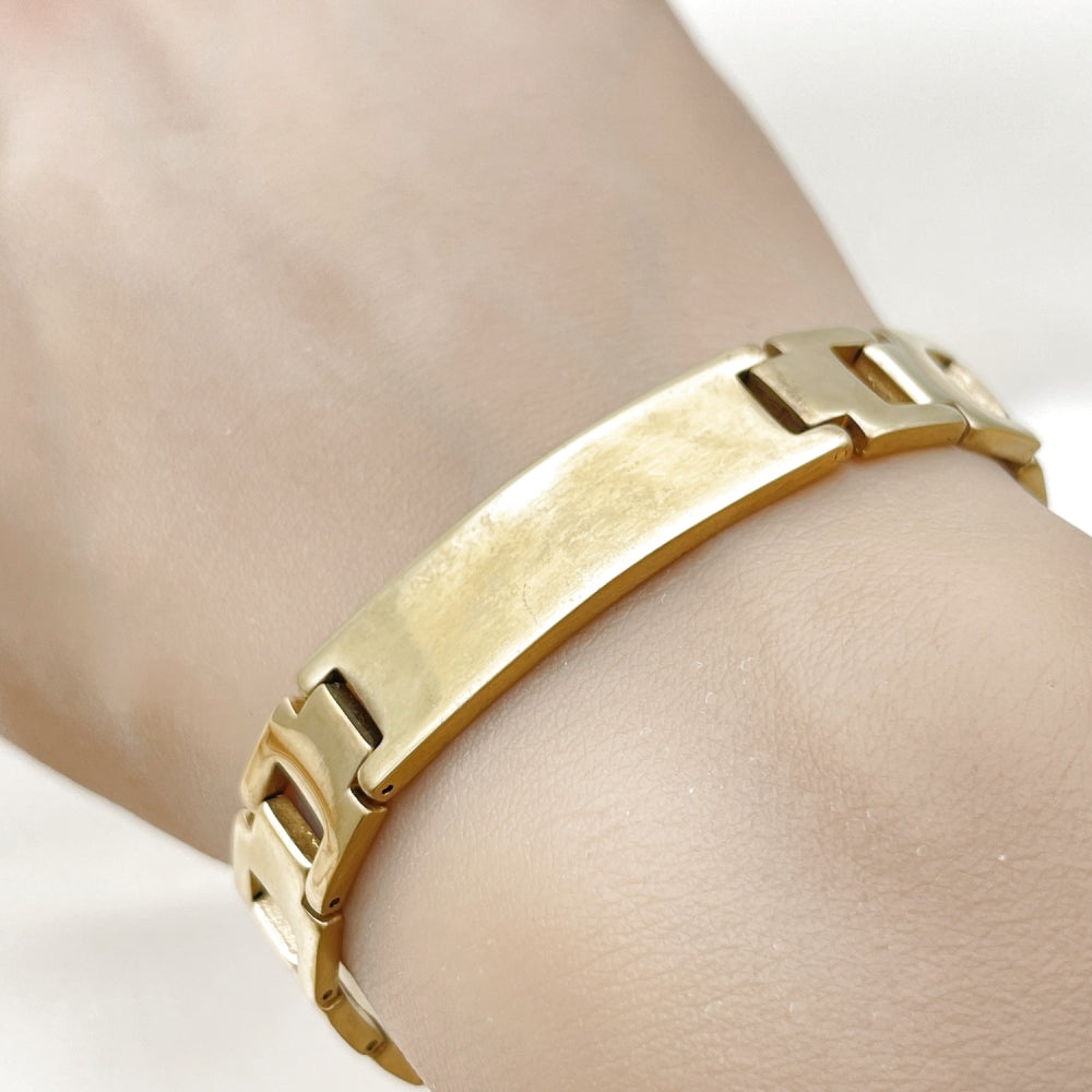 Stainless Steel Solid Bracelet, Polished, Golden Finish