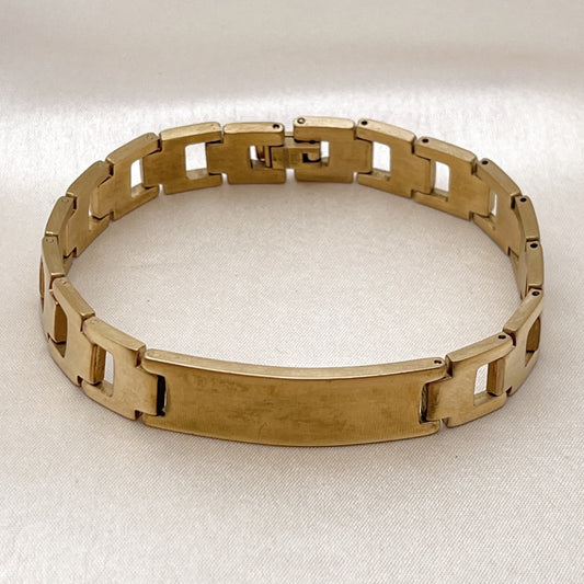 Stainless Steel Solid Bracelet, Polished, Golden Finish