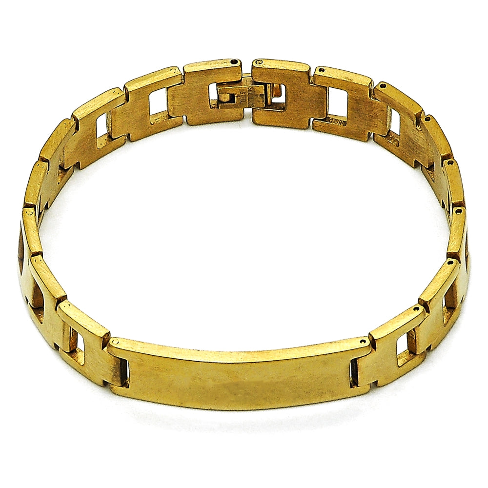 Stainless Steel Solid Bracelet, Polished, Golden Finish