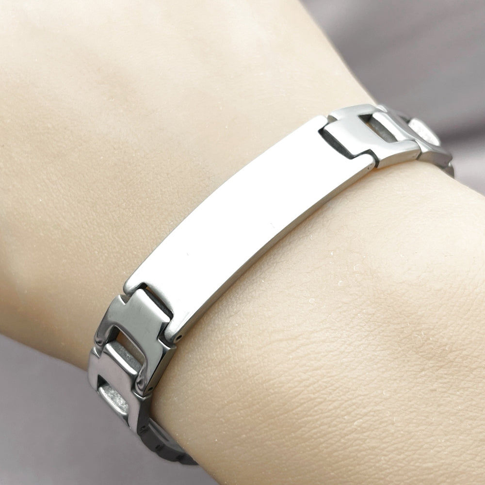 Stainless Steel Solid Bracelet, Polished, Steel Finish