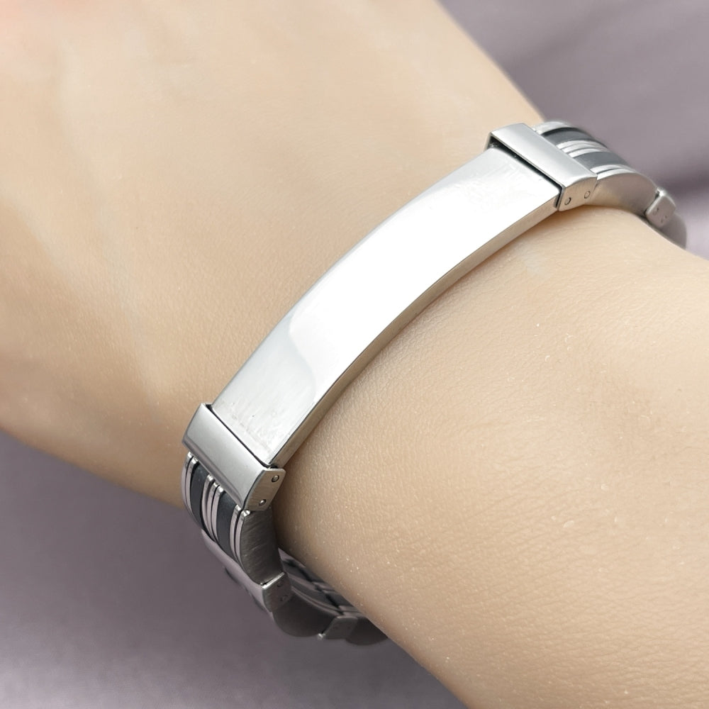 Stainless Steel Solid Bracelet, Polished, Steel Finish