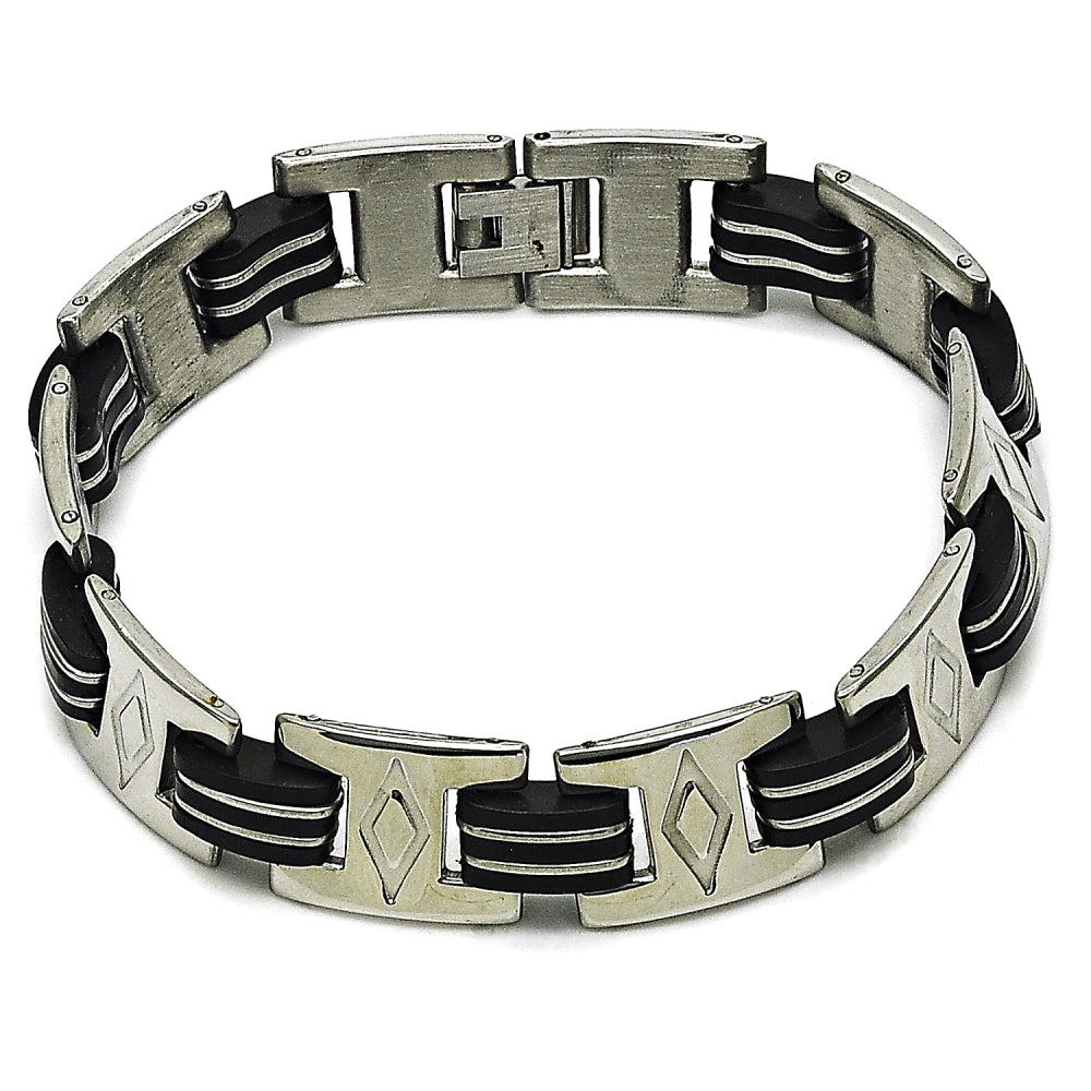 Stainless Steel Solid Bracelet, Polished, Steel Finish