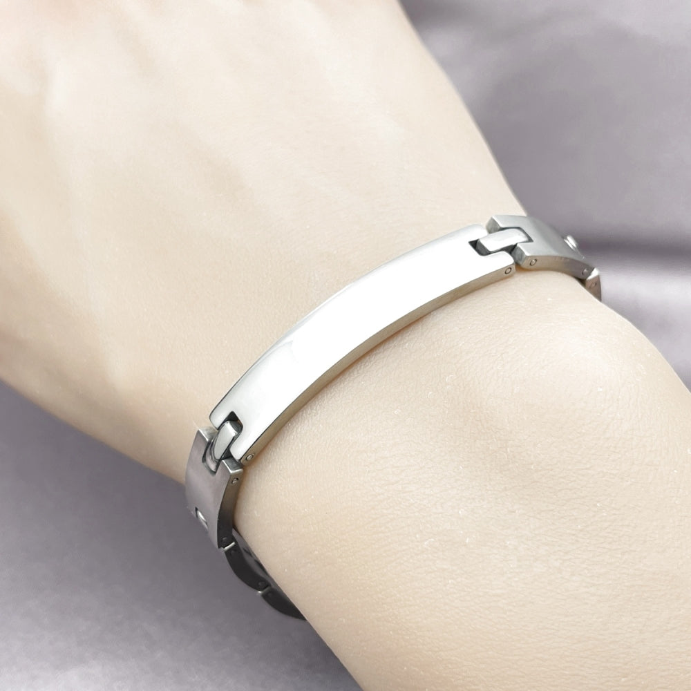 Stainless Steel Solid Bracelet, Polished, Steel Finish