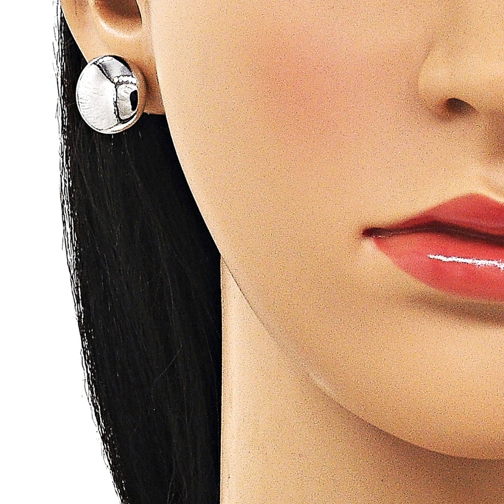 Oro Laminado Stud Earring, Gold Filled Style Hollow Design, Polished, Golden Finish