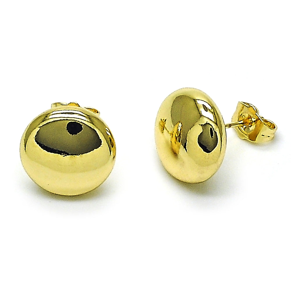 Oro Laminado Stud Earring, Gold Filled Style Hollow Design, Polished, Golden Finish