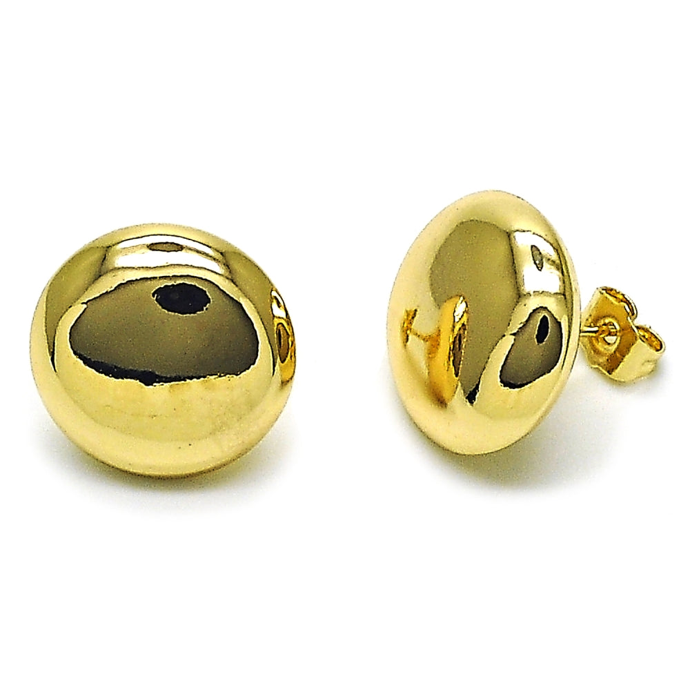 Oro Laminado Stud Earring, Gold Filled Style Hollow Design, Polished, Golden Finish