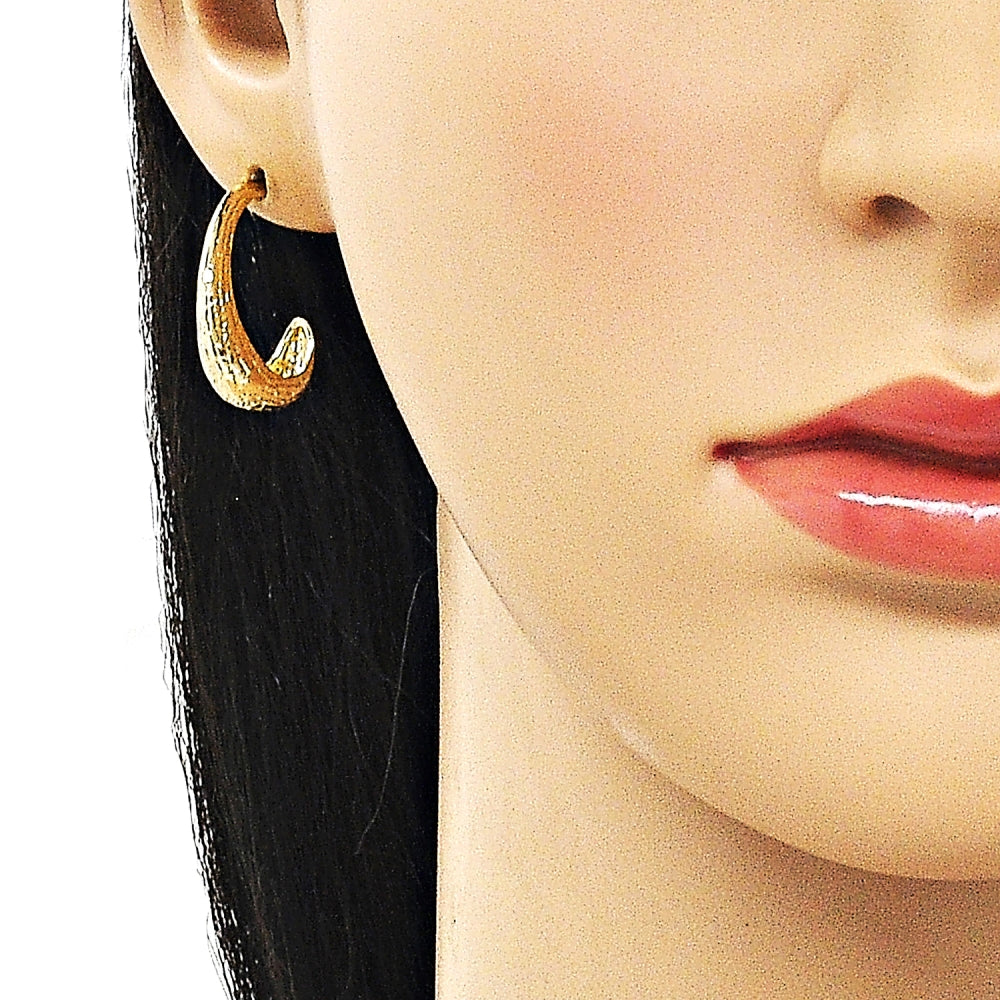 Oro Laminado Small Hoop, Gold Filled Style Matte Finish, Golden Finish