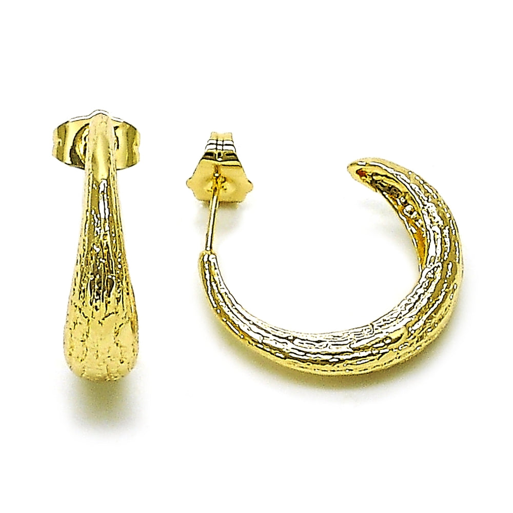 Oro Laminado Small Hoop, Gold Filled Style Matte Finish, Golden Finish