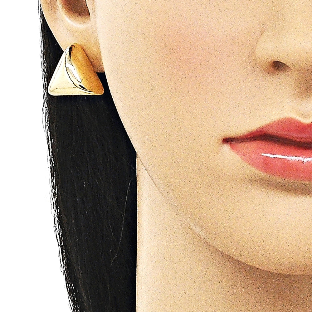Oro Laminado Stud Earring, Gold Filled Style Polished, Golden Finish