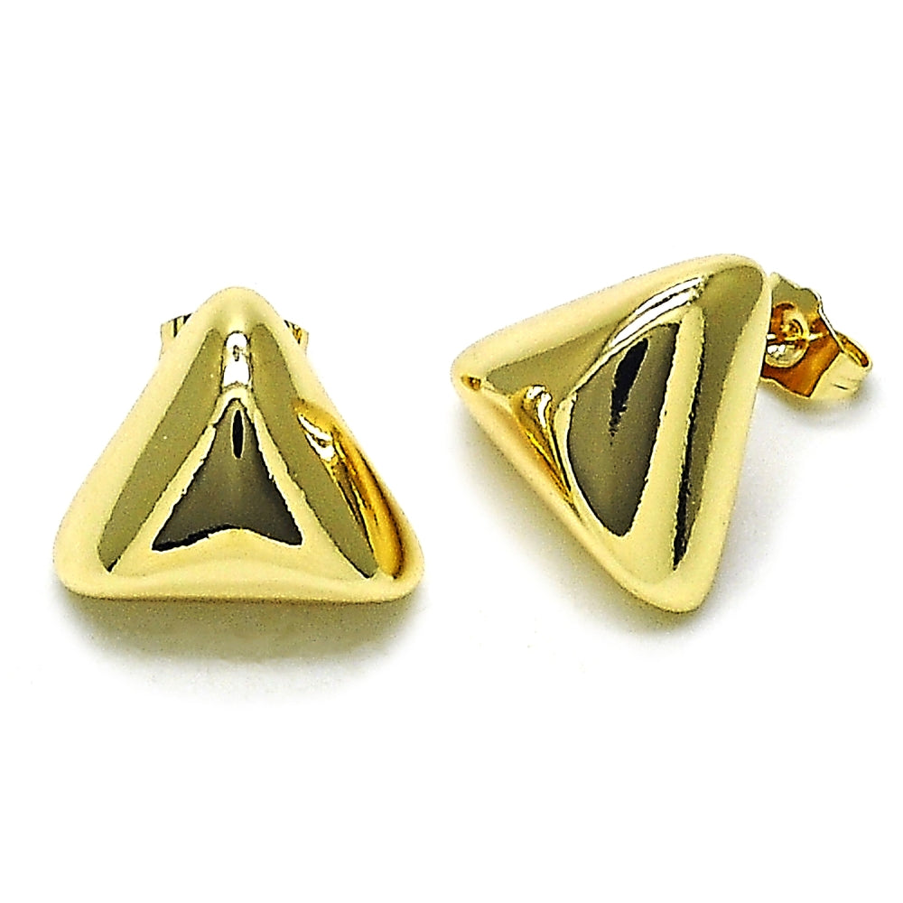 Oro Laminado Stud Earring, Gold Filled Style Polished, Golden Finish