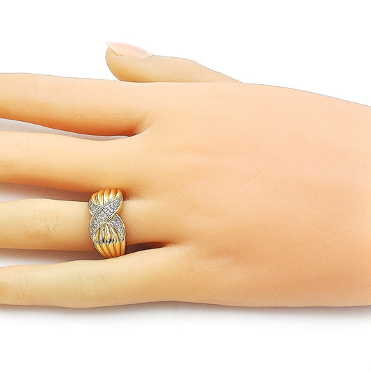 Oro Laminado Multi Stone Ring, Gold Filled Style with White Micro Pave, Polished, Golden Finish