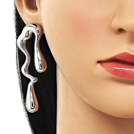 Rhodium Gold Filled Stud Earring, Teardrop Design, Polished, Rhodium Finish