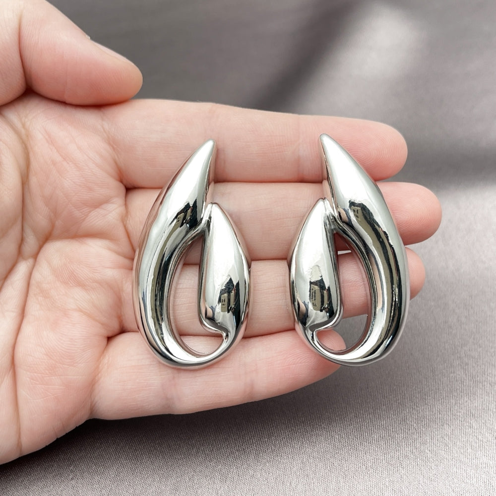 Rhodium Gold Filled Stud Earring, Leaf Design, Polished, Rhodium Finish