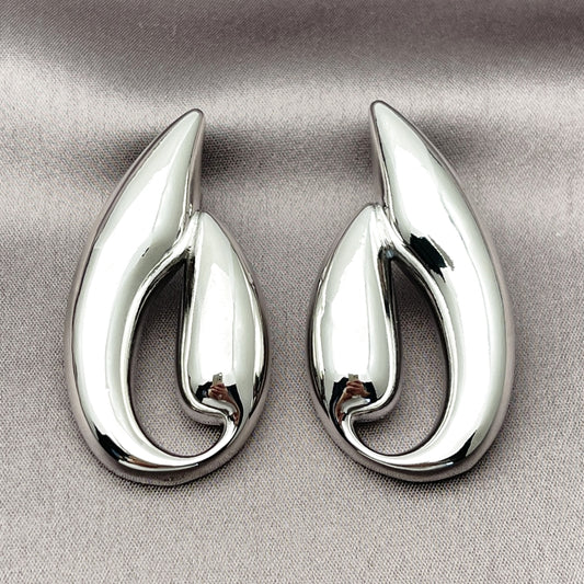 Rhodium Gold Filled Stud Earring, Leaf Design, Polished, Rhodium Finish