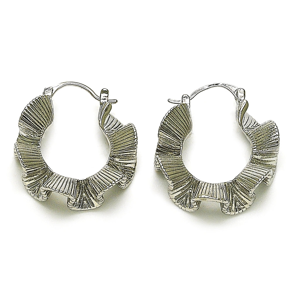 Rhodium Gold Filled Medium Hoop, Twist Design, Diamond Cutting Finish, Rhodium Finish