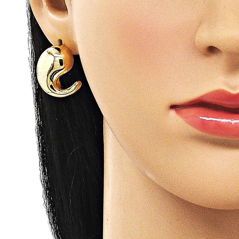 Oro Laminado Stud Earring, Gold Filled Style Teardrop Design, Polished, Golden Finish