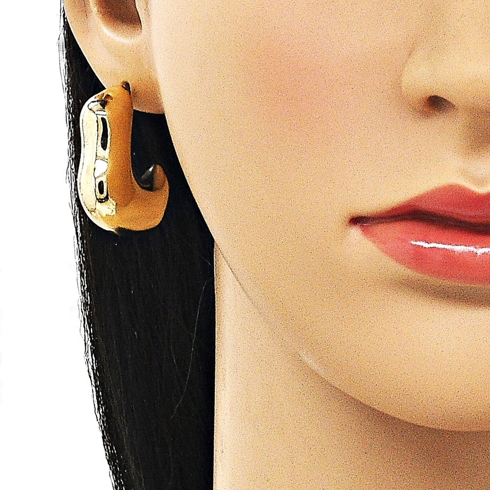 Oro Laminado Stud Earring, Gold Filled Style Hollow Design, Polished, Golden Finish
