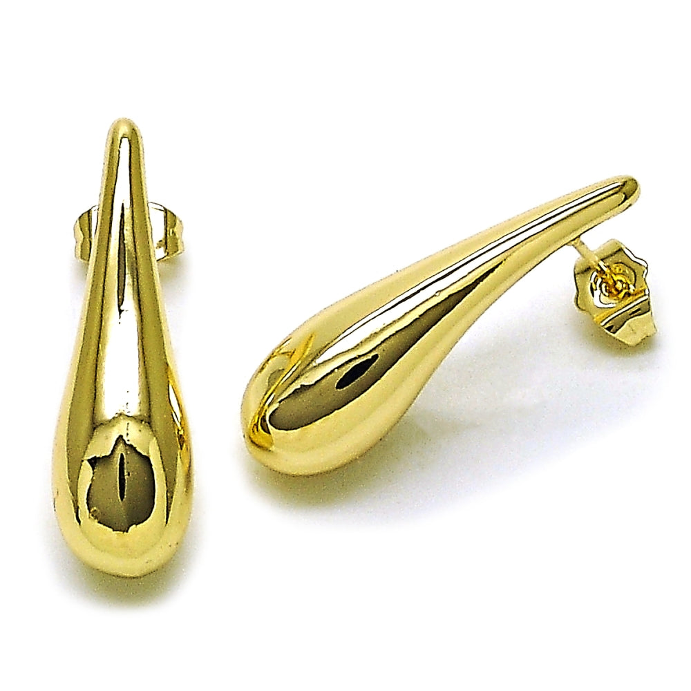 Oro Laminado Stud Earring, Gold Filled Style Teardrop and Hollow Design, Polished, Golden Finish