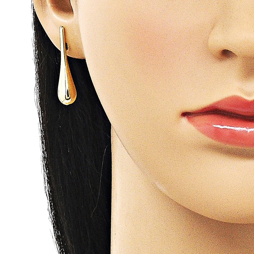 Oro Laminado Stud Earring, Gold Filled Style Teardrop and Hollow Design, Polished, Golden Finish