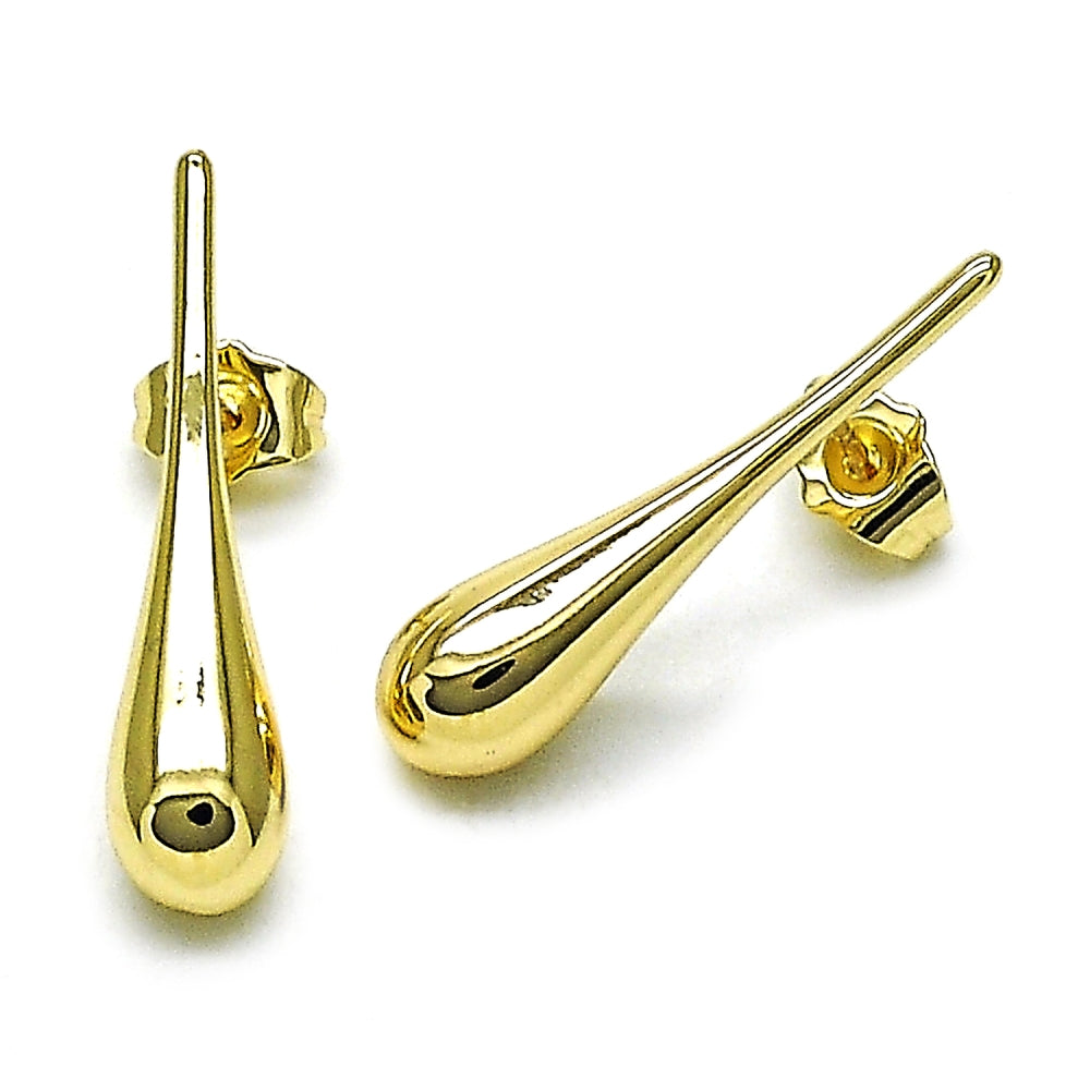 Oro Laminado Stud Earring, Gold Filled Style Teardrop and Hollow Design, Polished, Golden Finish
