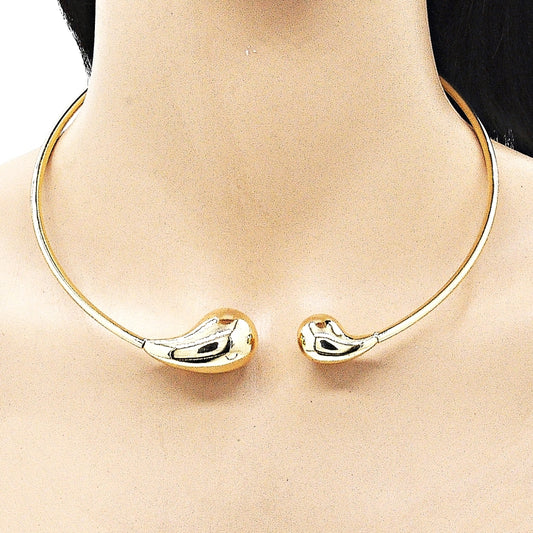 Oro Laminado Fancy Necklace, Gold Filled Style Teardrop and Hollow Design, Polished, Golden Finish