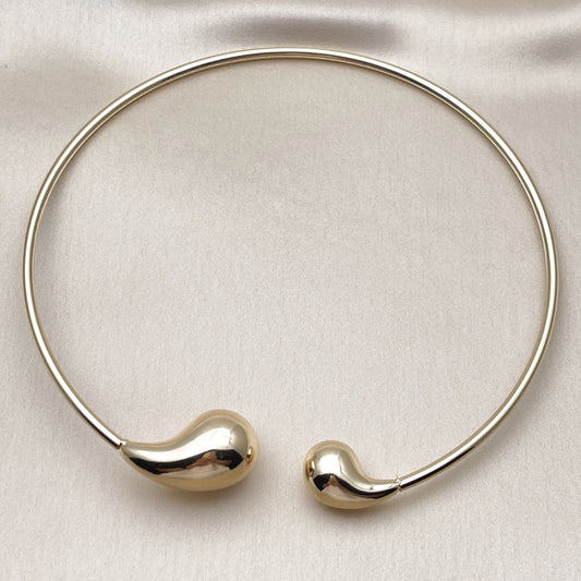 Oro Laminado Fancy Necklace, Gold Filled Style Teardrop and Hollow Design, Polished, Golden Finish