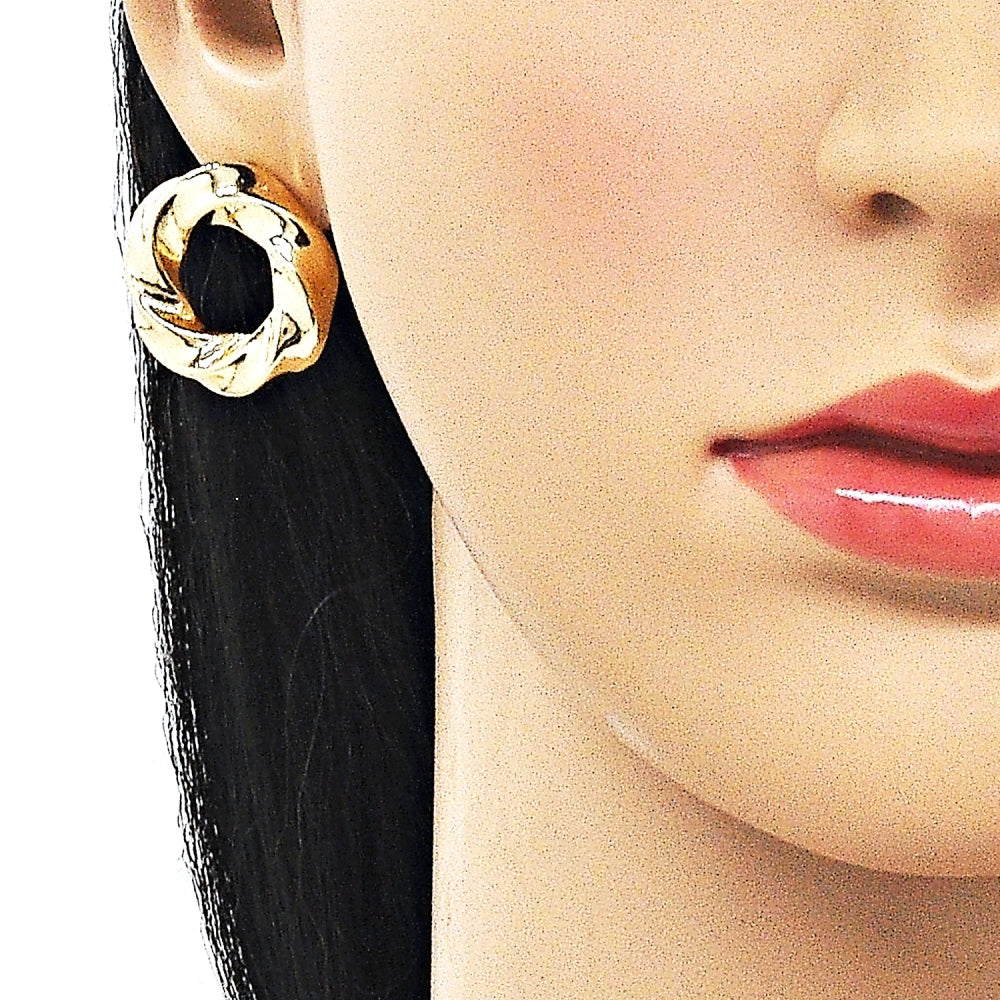 Oro Laminado Stud Earring, Gold Filled Style Twist Design, Polished, Golden Finish