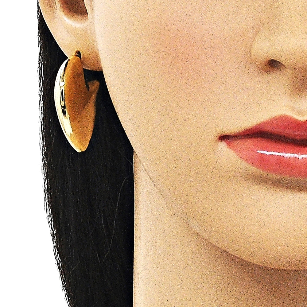 Oro Laminado Stud Earring, Gold Filled Style Heart and Hollow Design, Polished, Golden Finish