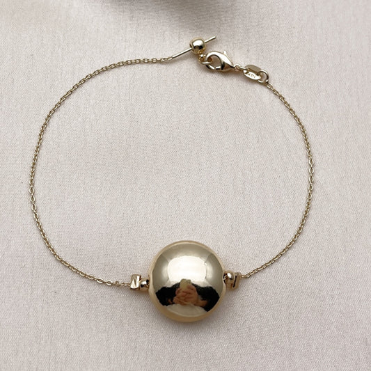 Oro Laminado Fancy Bracelet, Gold Filled Style Ball and Hollow Design, Polished, Golden Finish