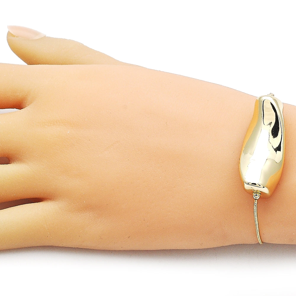 Oro Laminado Fancy Bracelet, Gold Filled Style Rat Tail Design, Polished, Golden Finish