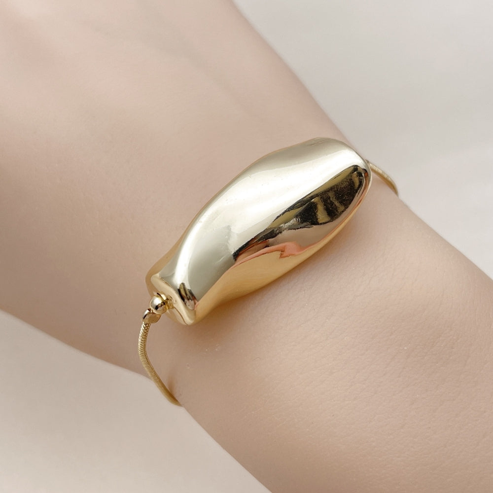 Oro Laminado Fancy Bracelet, Gold Filled Style Rat Tail Design, Polished, Golden Finish