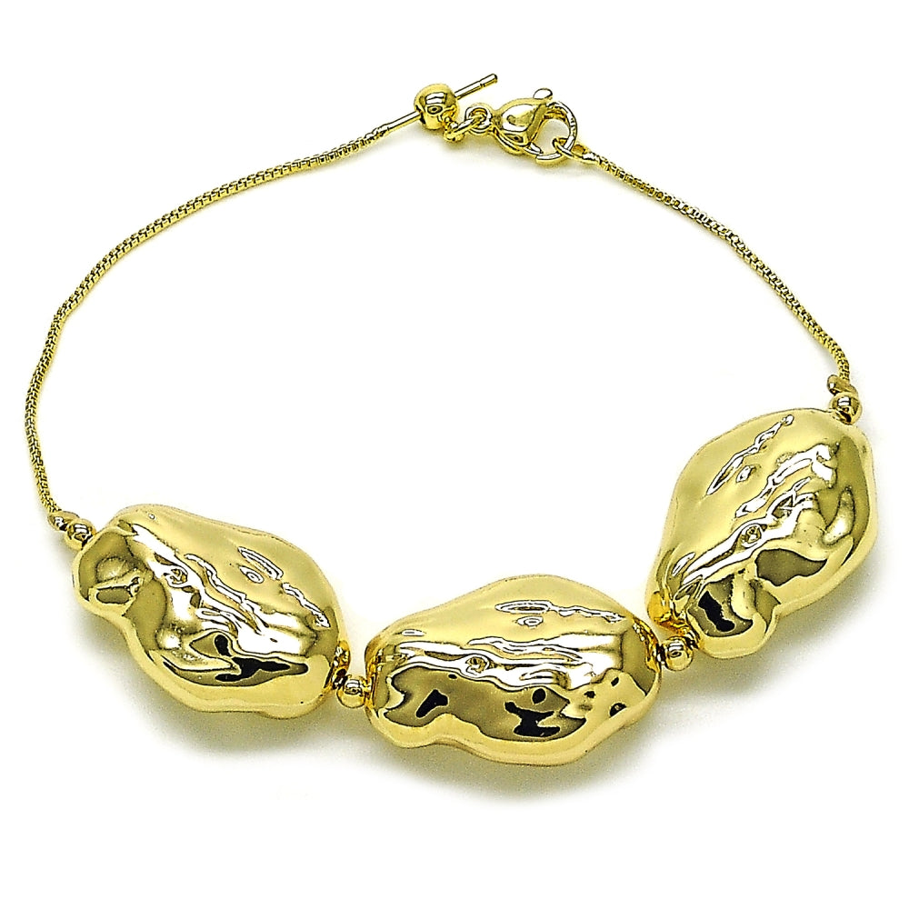 Oro Laminado Fancy Bracelet, Gold Filled Style Box Design, Polished, Golden Finish