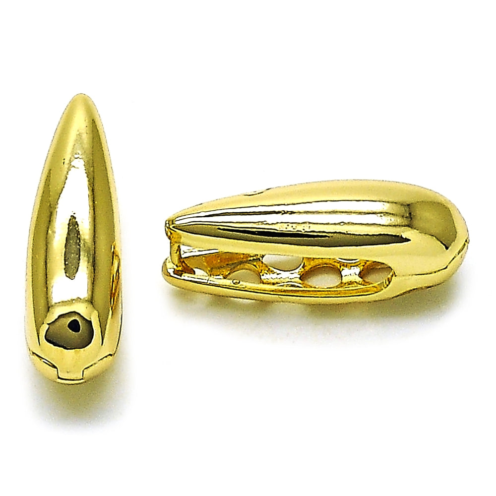 Oro Laminado Huggie Hoop, Gold Filled Style Teardrop Design, Polished, Golden Finish