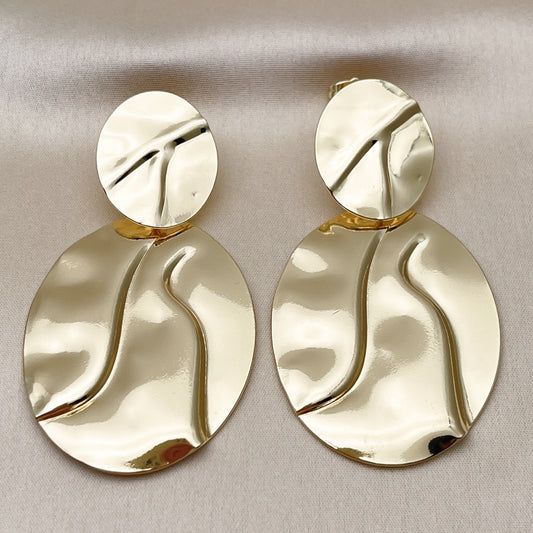 Oro Laminado Long Earring, Gold Filled Style Polished, Golden Finish
