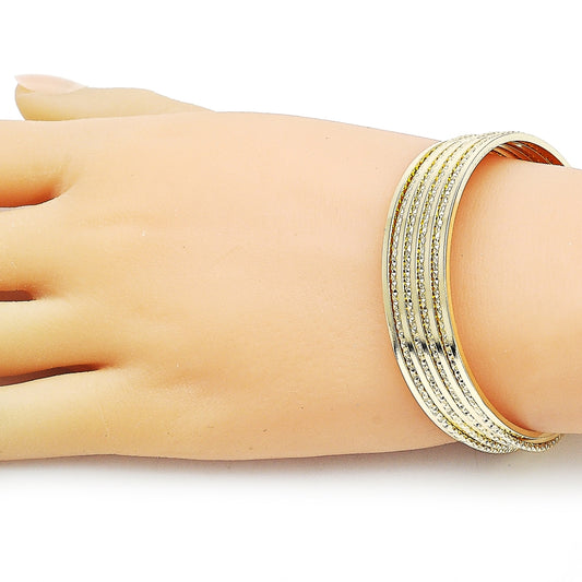 Oro Laminado Individual Bangle, Gold Filled Style Diamond Cutting Finish, Golden Finish