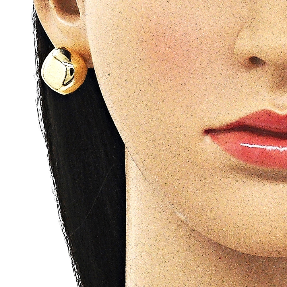 Oro Laminado Stud Earring, Gold Filled Style Hollow Design, Polished, Golden Finish