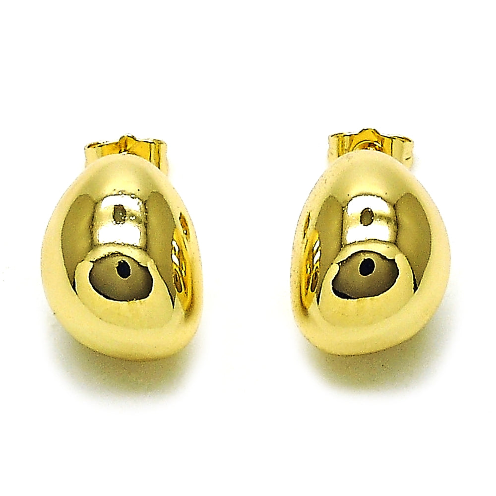Oro Laminado Stud Earring, Gold Filled Style Ball and Hollow Design, Polished, Golden Finish