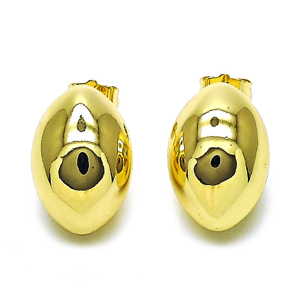 Oro Laminado Stud Earring, Gold Filled Style Hollow and Ball Design, Polished, Golden Finish