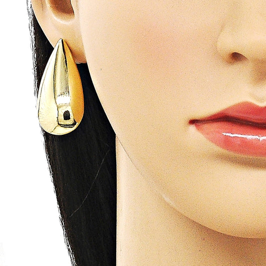 Oro Laminado Stud Earring, Gold Filled Style Teardrop and Hollow Design, Polished, Golden Finish