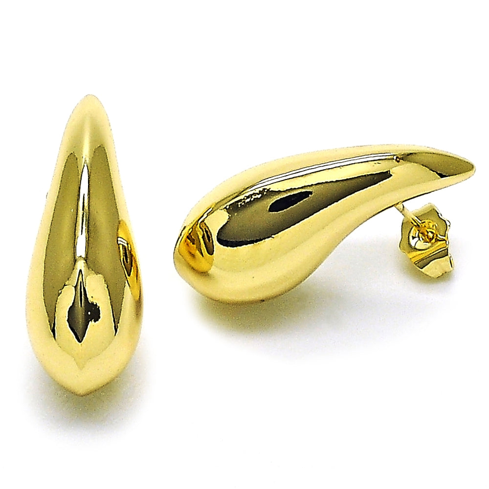Oro Laminado Stud Earring, Gold Filled Style Teardrop and Hollow Design, Polished, Golden Finish