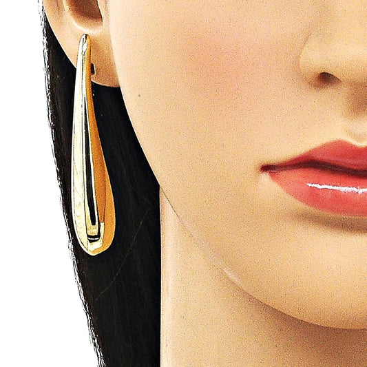 Oro Laminado Stud Earring, Gold Filled Style Teardrop and Hollow Design, Polished, Golden Finish